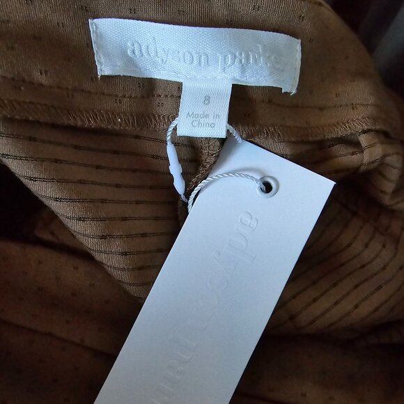 NWT ADYSON PARKER Dot Jacquard Split Hem in Natural Jacquard Size 8 - Picture 6 of 7